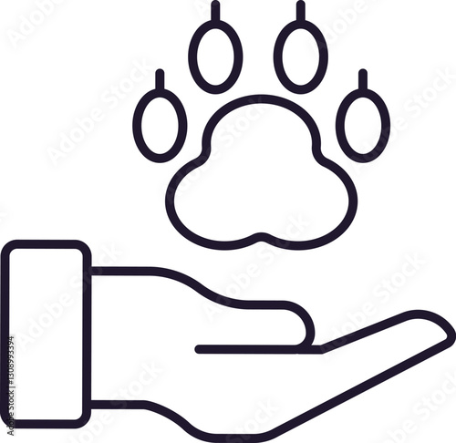 Dogs Paw over Hand Icon for Graphics, Concept, Apps