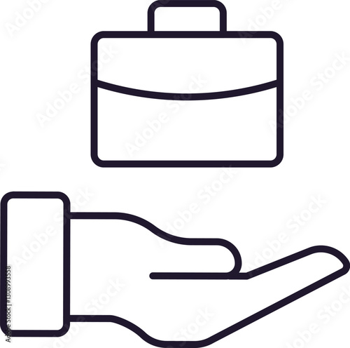 Simple Icon of Briefcase over Hand for Graphics, Concept, Apps