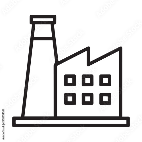 Simple Line Art Illustration of a Factory 
