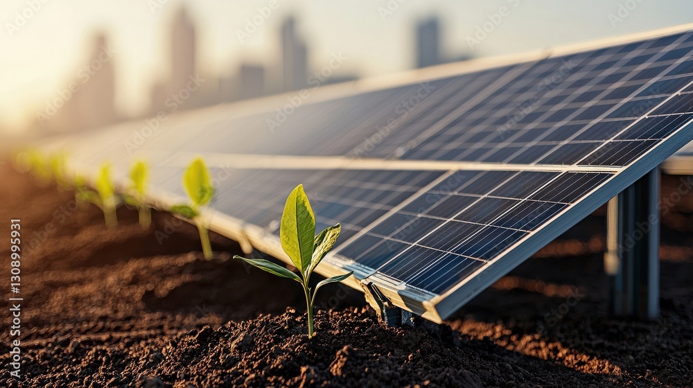Fototapeta premium Sustainable urban energy farming nature and technology