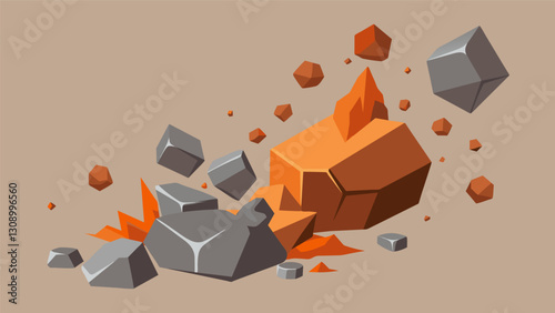 Rough and uneven chunks of clay being transformed into smooth and polished pieces symbolizing the transition from chaotic or negative thoughts to a. Vector illustration
