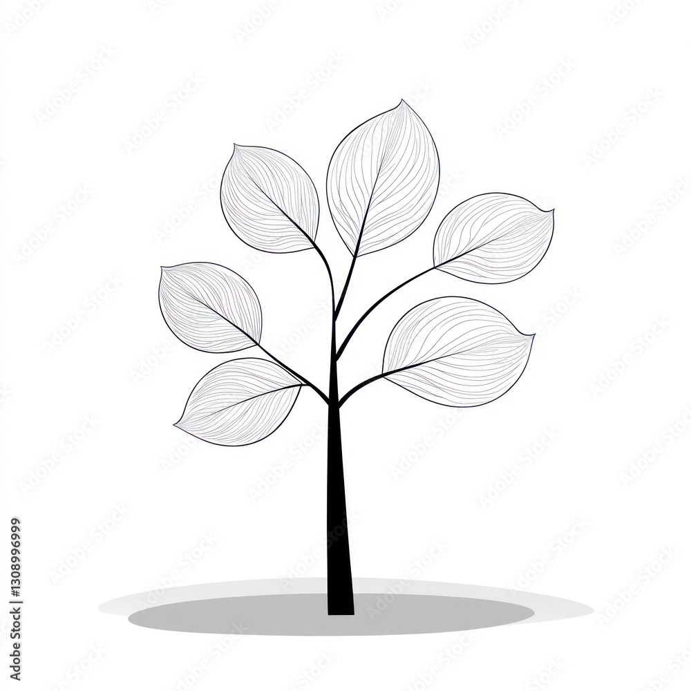 Simple Tree Line Art Illustration
