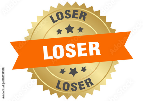 loser. loser round orange and gold label isolated on transparent background