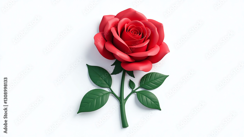 isolated red rose icon rendered leaves white background cut graphic design use isolated red rose icon rendered leaves white background cut graphic design use