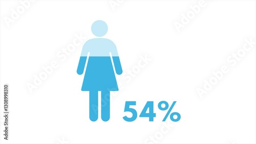 73% Woman Icon Percentage Animation. Infographic Human Statistics