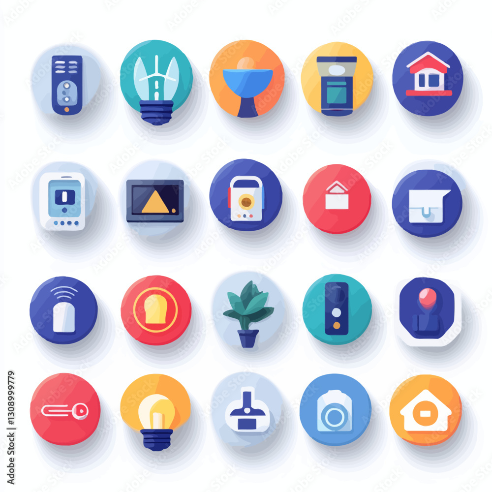 Smart Home Icon Set: Modern Technology Illustration. Smart Home Icon Set: Modern Technology Illustration.