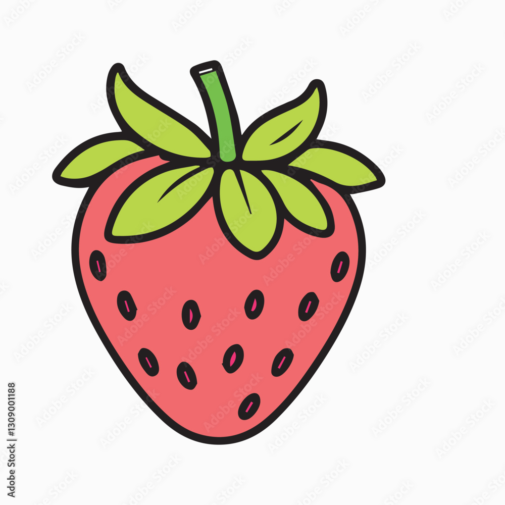 Obraz premium Cute cartoon strawberry illustration for kids