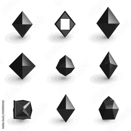 Geometric Black Diamond Shapes on White Background