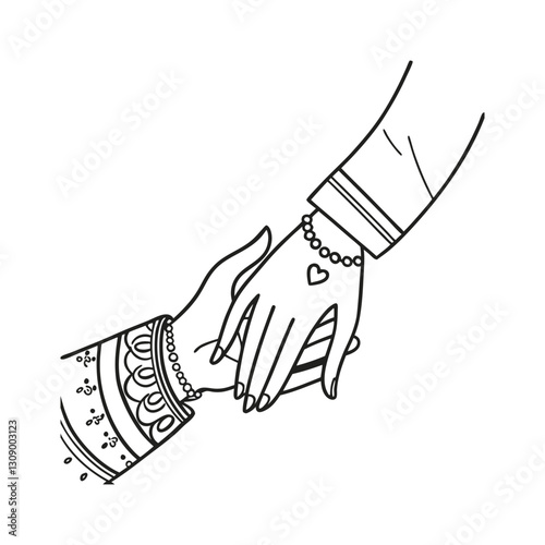 wedding  symbol hand of groom and bride marriage function clip art 