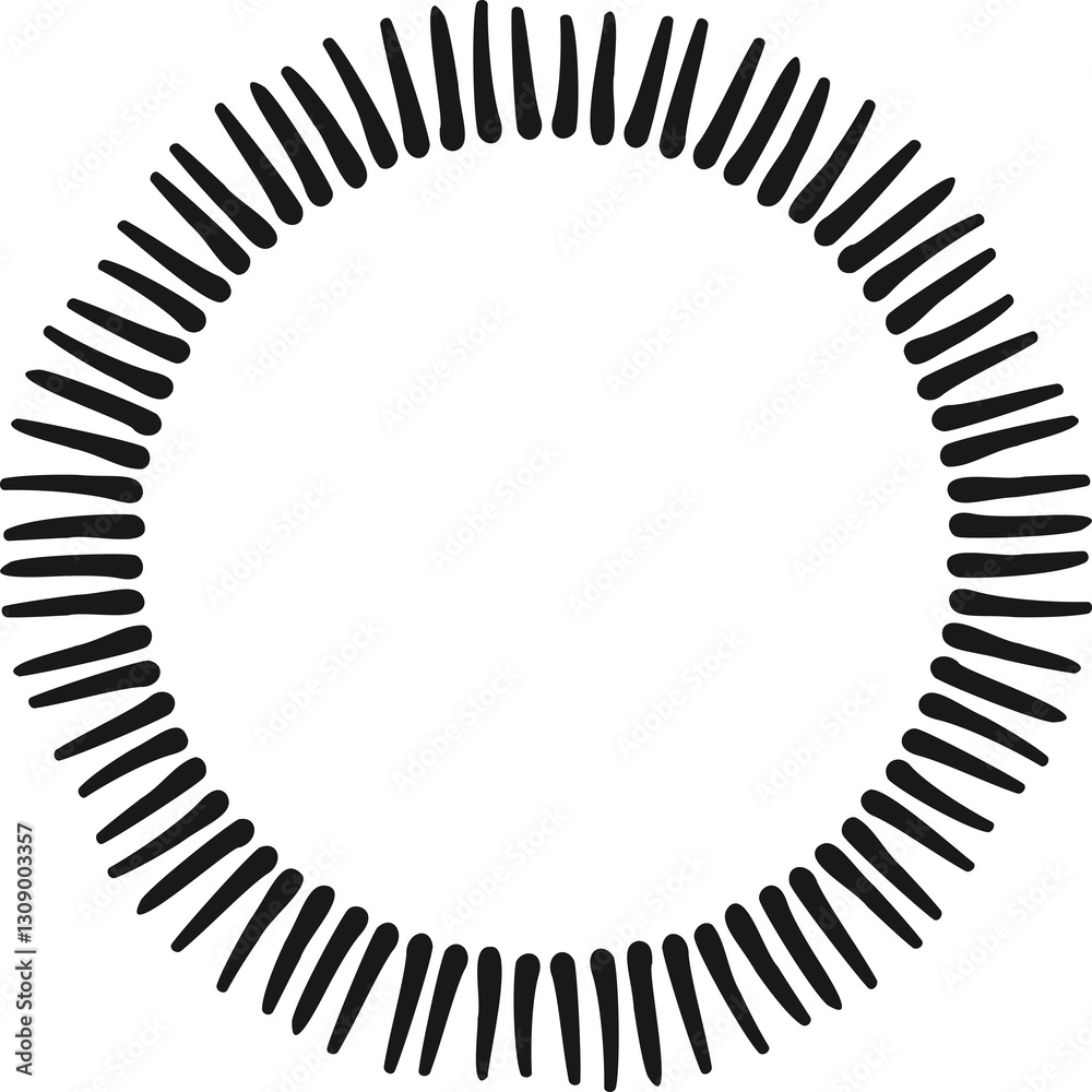 Circular border made with strokes. Vector illustration made with black strokes creating a circular border. Circular border made with strokes. Vector illustration made with black strokes creating a circular border.