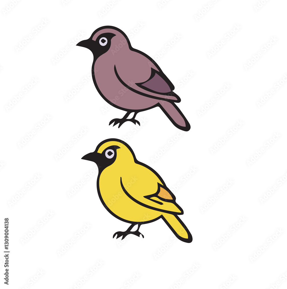 Obraz premium Two Different Colored Birds Illustration