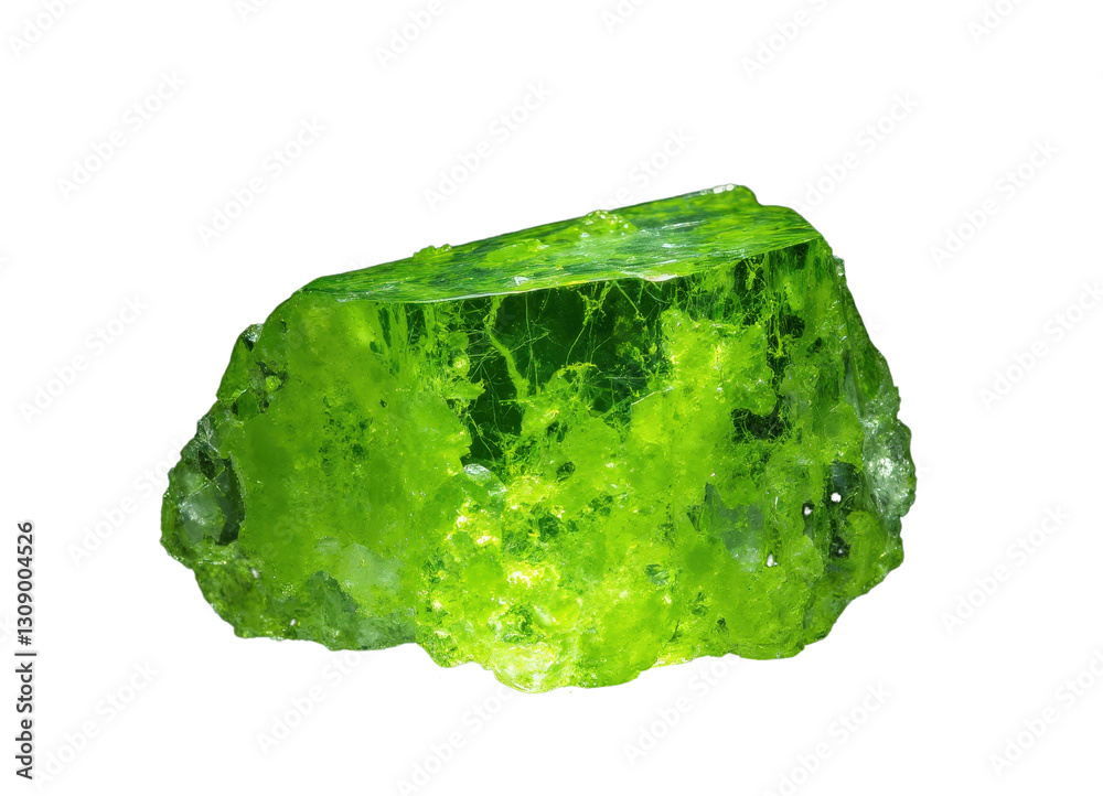 Fototapeta premium Bright Green Crystal Specimen with Transparent Background