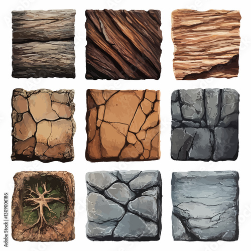 Texture squares wood stone cracked earth ground art design pattern