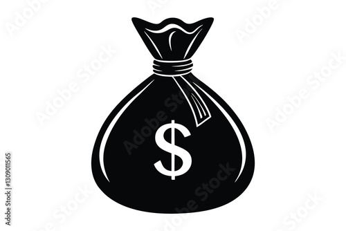 bag of money icon silhouette vector illustration