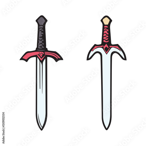 Two stylized fantasy swords against a white background