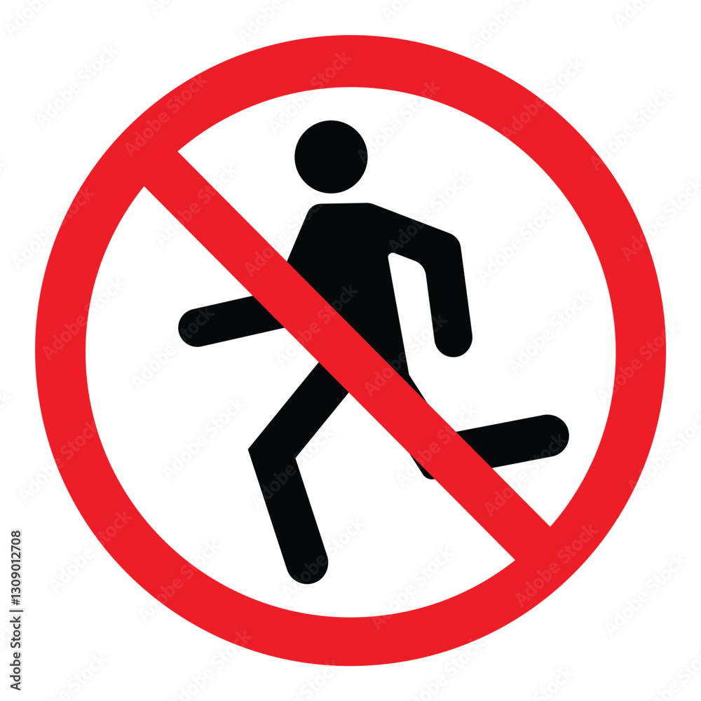 Prohibition warning sign - No running. Vector icon, label, sticker Prohibition warning sign - No running. Vector icon, label, sticker
