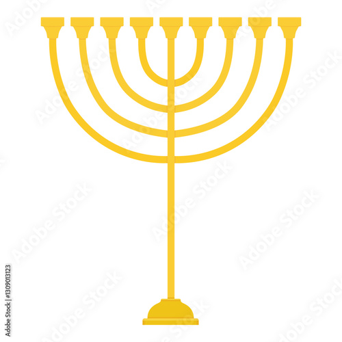 Golden Jewish Hanukkah menorah candlestick