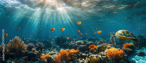 An enchanting underwater scene in the crystal-clear waters of Zanzibar Mnemba Atoll