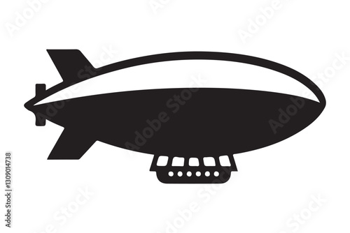 Vintage blimp airship transportation vector silhouette illustration art