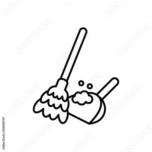 Broom and Dustpan Combo Vector icon