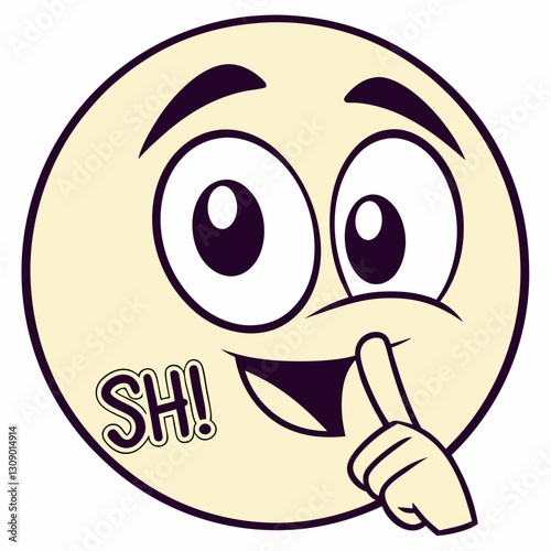 Hush emoticon making a silence gesture, perfect for expressing quiet moments