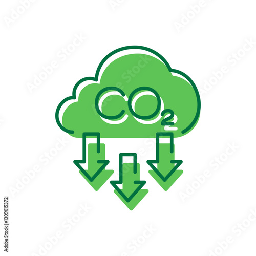 Atmosphere Contamination Icon. Reduction Greenhouse CO2 with Cloud Emission Pictogram. Carbon Dioxide Pollution in Air Icon. Editable Stroke. Isolated Vector Illustration