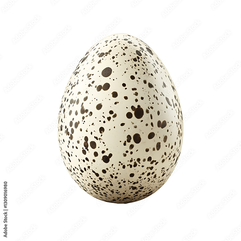 A realistic quail egg with a delicate speckled shell, isolated on a transparent background A realistic quail egg with a delicate speckled shell, isolated on a transparent background