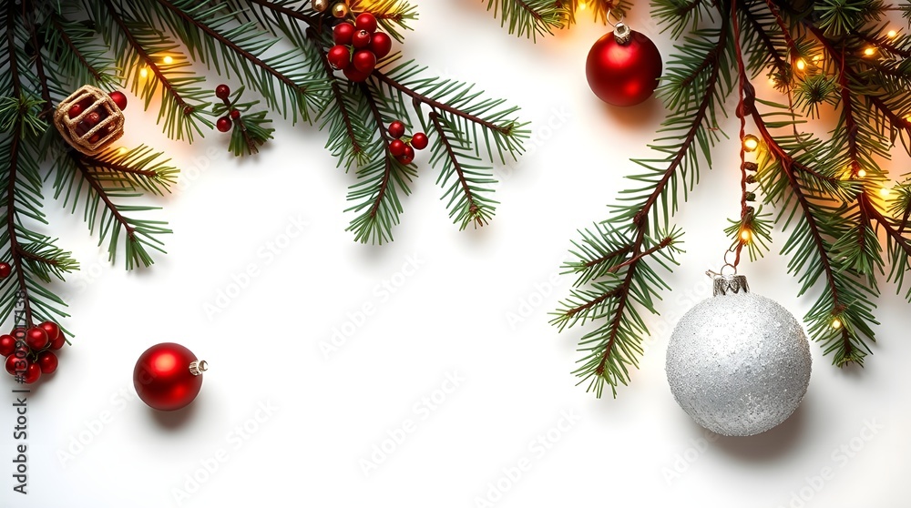 christmas background with christmas tree and bells