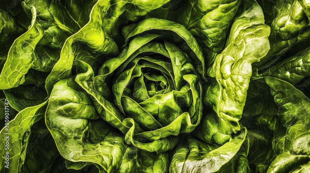 Obraz premium Fresh Green Lettuce Head with Crisp Leaves Isolated on White Background