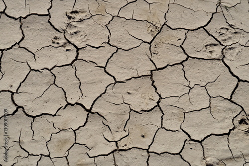 Sol de terre desséché et craquelé.