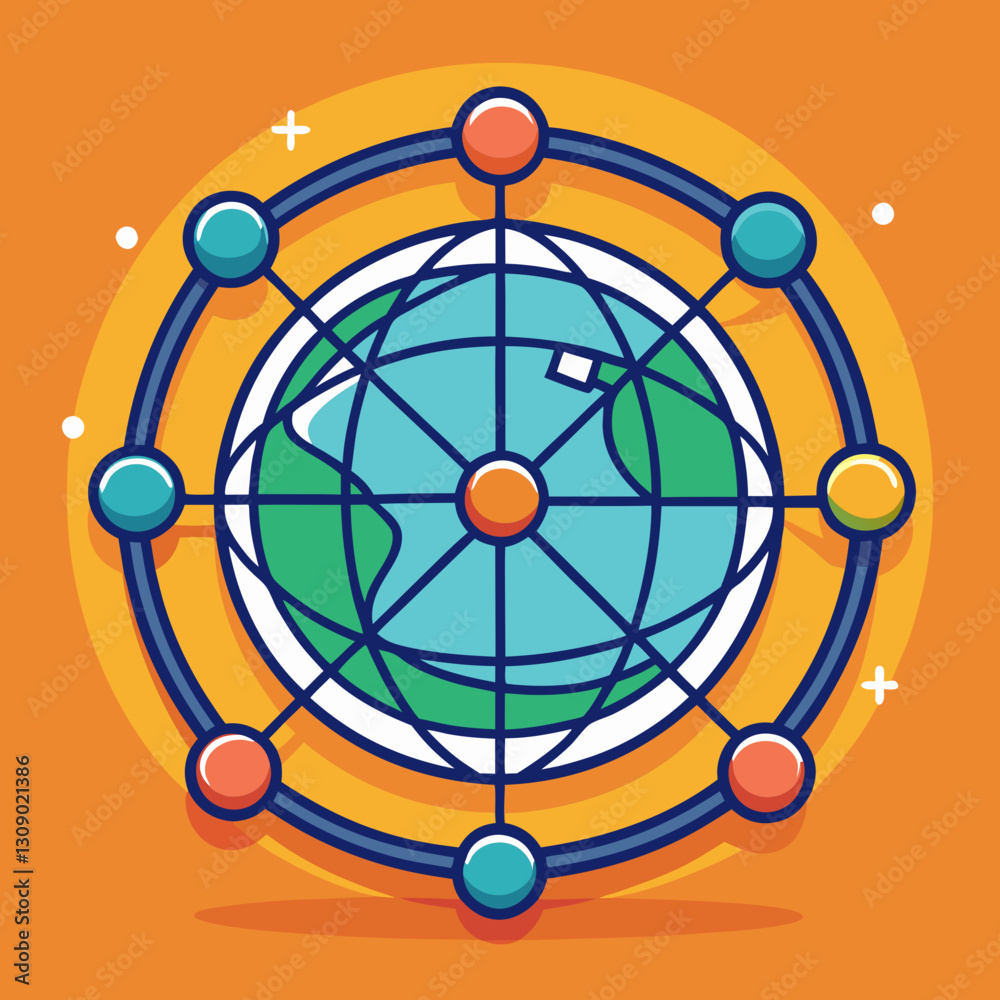 Global Network and Digital Communication Vector Illustration, Vector illustration of the Earth surrounded by interconnected nodes, symbolizing global digital connectivity and communication.
Global Network and Digital Communication Vector Illustration, Vector illustration of the Earth surrounded by interconnected nodes, symbolizing global digital connectivity and communication.