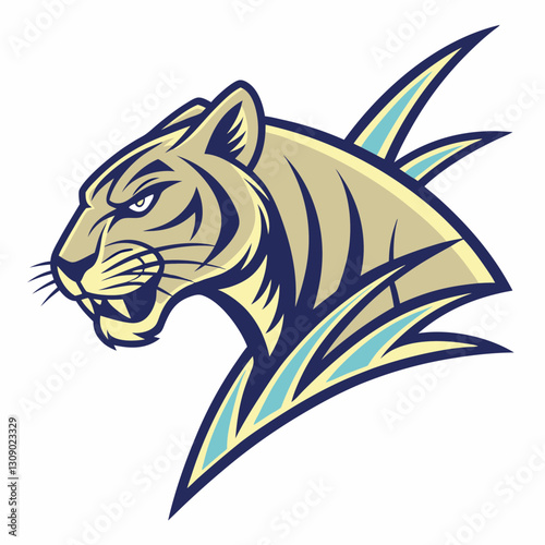 Vector tattoo design of a predatory tiger with a lizard-like appearance, creeping in a unique style