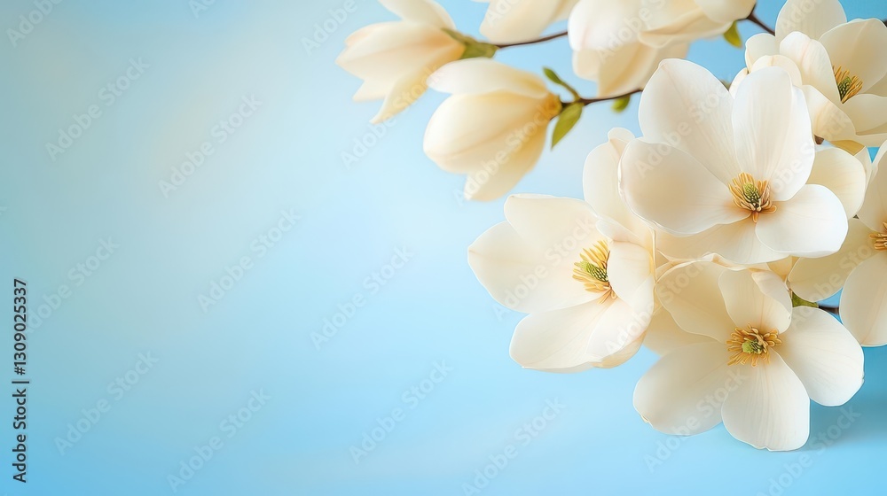 Fototapeta premium A delicate background with white magnolia flowers