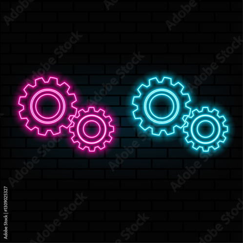 UI icon with neon light isolated in black background. 3d rendering - illustration.