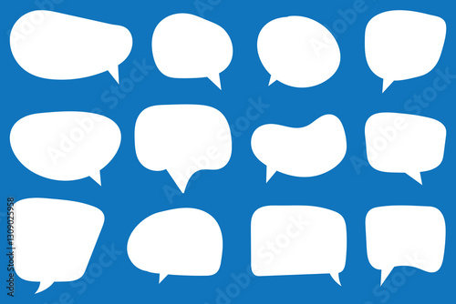 Set of speech bubbles. Speak bubble text, cartoon chatting box, message box. Blank empty speech bubbles.  Vector illustration.