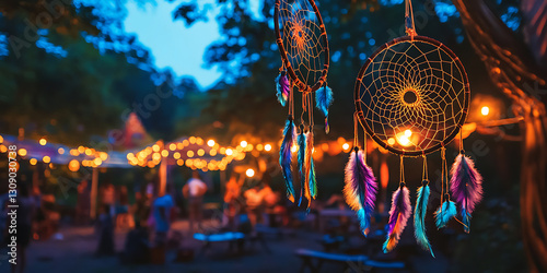 Bohemian-Style Outdoor Festival with Dreamcatchers and Rustic Decor for a Free-Spirited Atmosphere photo