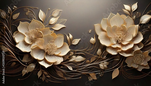 A modern floral background with fine-line flowers and elegant negative