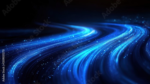 Blue light speed, blue streaks on a black background, high-speed motion blur effect, futuristic technology concept, digital lines of energy and glow.