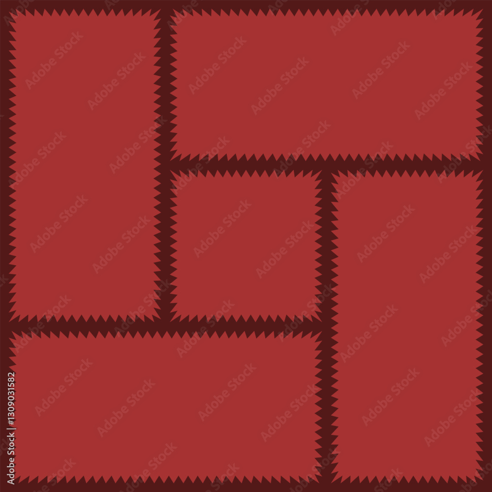 Obraz premium Zigzag Red Bento Grid Box Layout