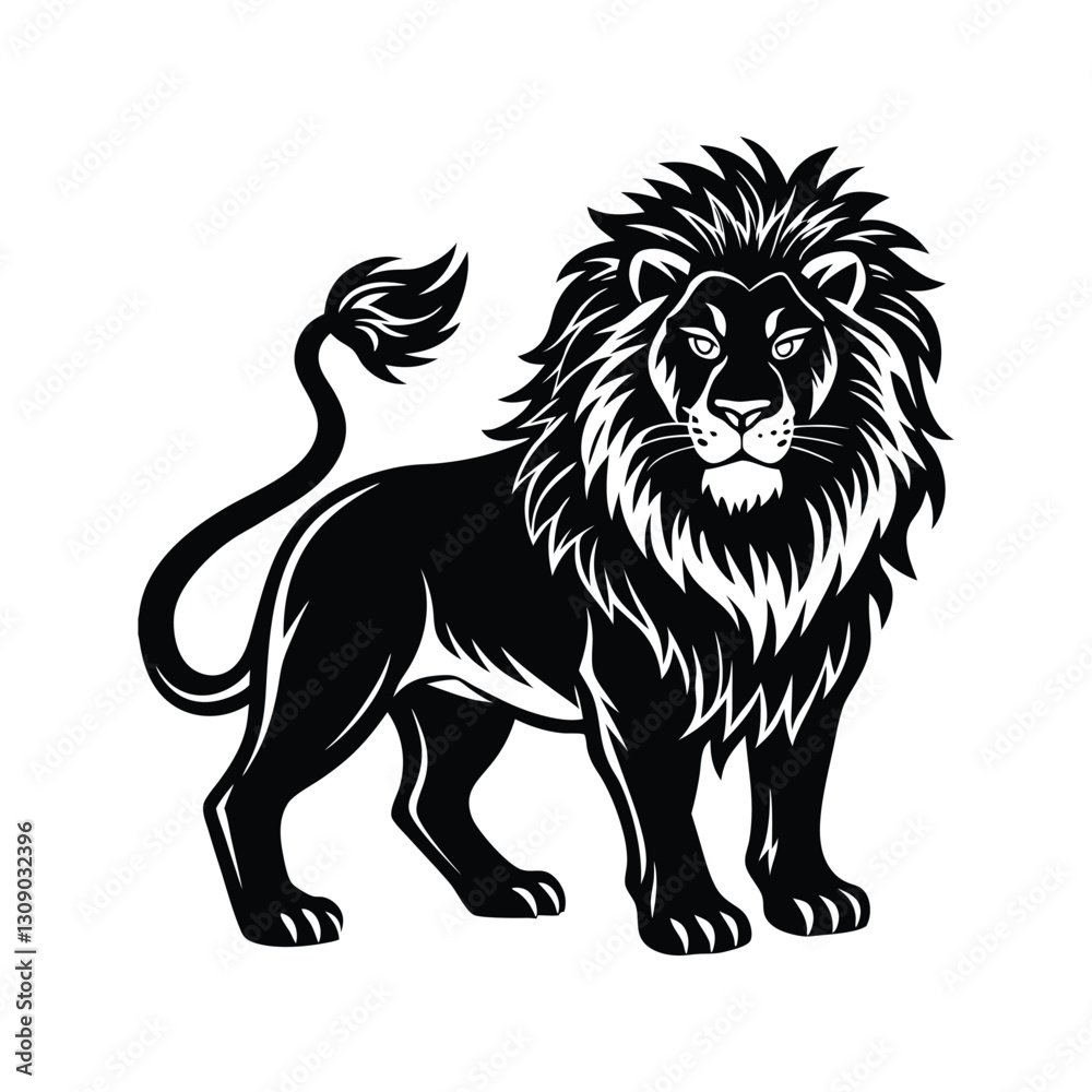 Obraz premium Majestic lion illustration silhouette isolated on white background