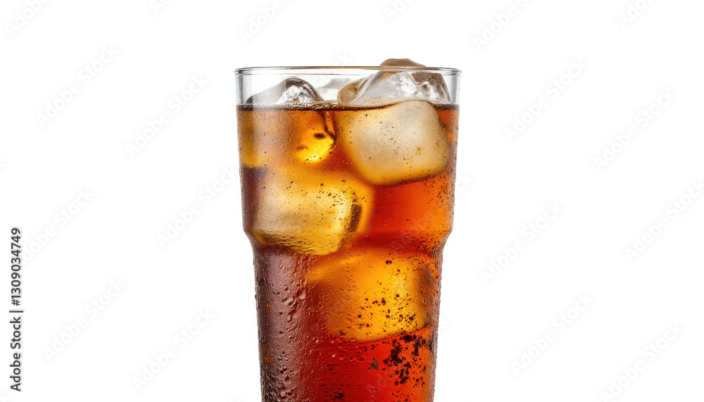 Refreshing beverage in a glass with ice and transparent background Refreshing beverage in a glass with ice and transparent background