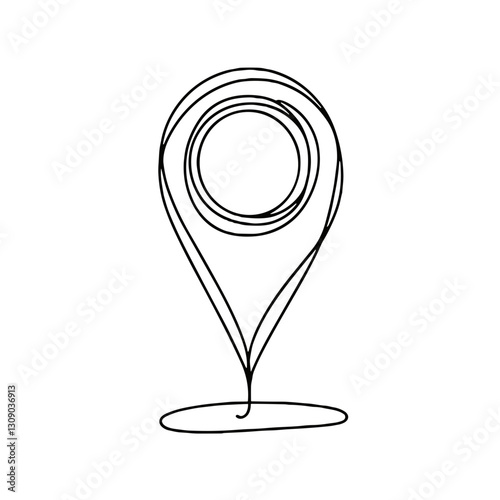 Minimalist location pin in continuous line drawing