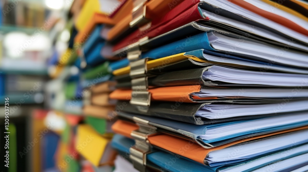 Colorful Stack of Documents and Files Colorful Stack of Documents and Files