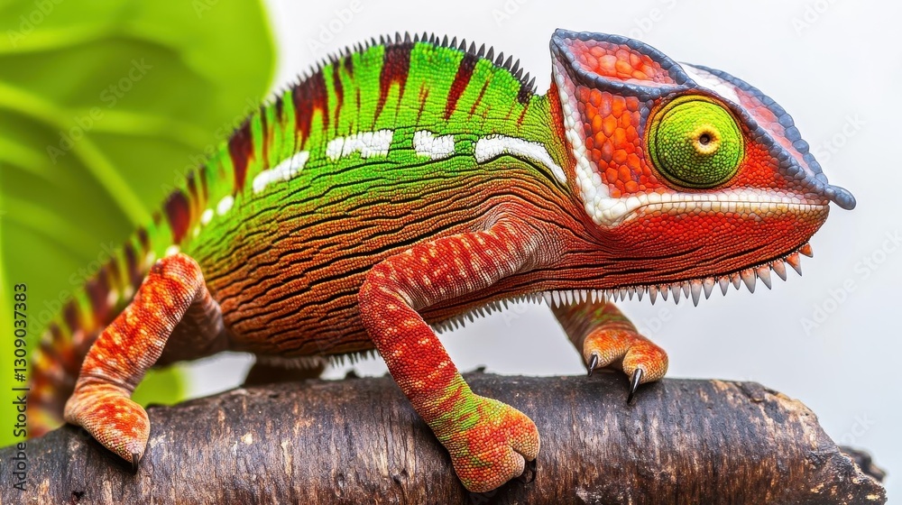 Fototapeta premium Panther chameleon Furcifer pardalis Ambilobe 2 years old endemic from madagascar