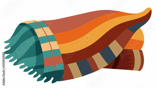 A handstitched throw blanket made from recycled sweaters for a cozy addition to any room.. Vector illustration