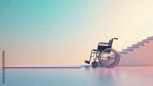 Wheelchair standing against a backdrop of a city street