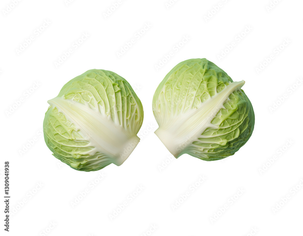 Fototapeta premium Two Green Cabbages with Transparent Background