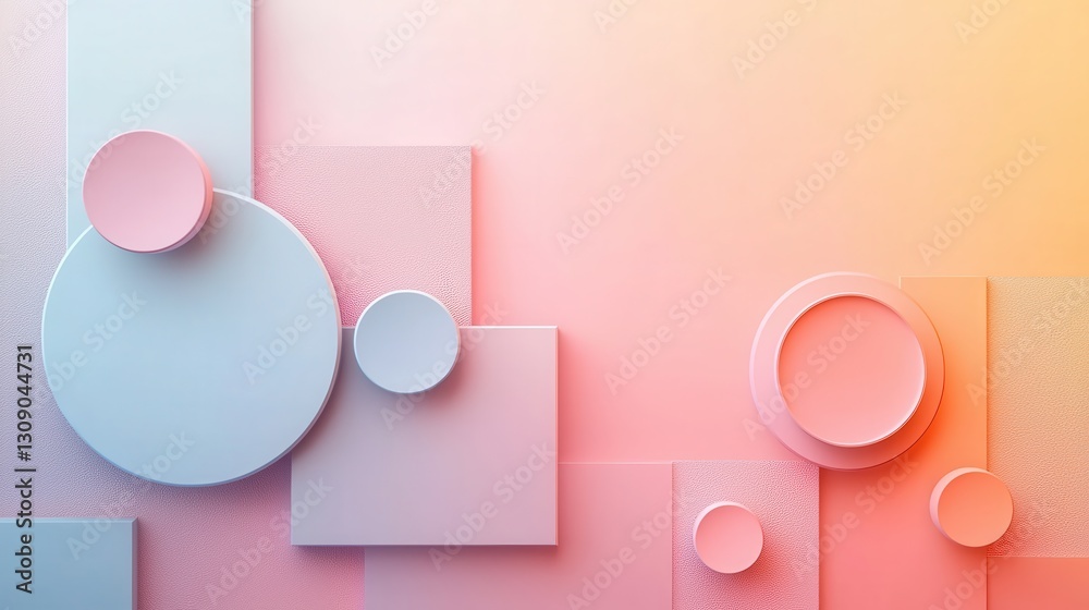 Obraz premium Abstract geometric shapes in soft colors digital art modern design minimalist environment