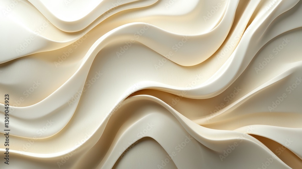 Obraz premium Fluid waves of creamy texture abstract art soft tones modern design close-up aesthetic flow