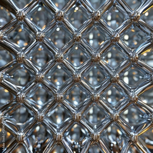 Detailed lattice structure of metallic nanocrystals with reflective surfaces. Generated AI photo